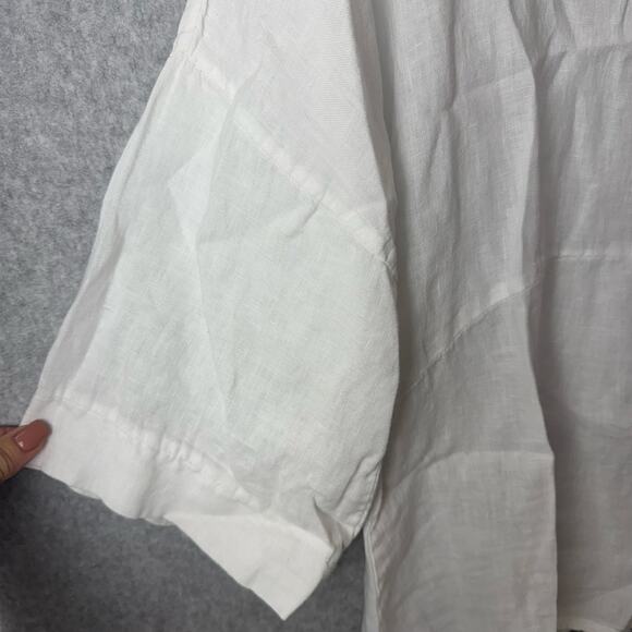 Laura Bianchi White Linen Top Women’s Medium Made in Italy Lagenlook Artsy Boho - Picture 4 of 9